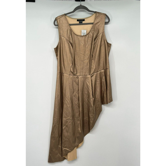Ashley Stewart Tops - NWT Ashley Stewart Asymetric Metallic Faux Leather Top 18/20 Gold Sleeveless